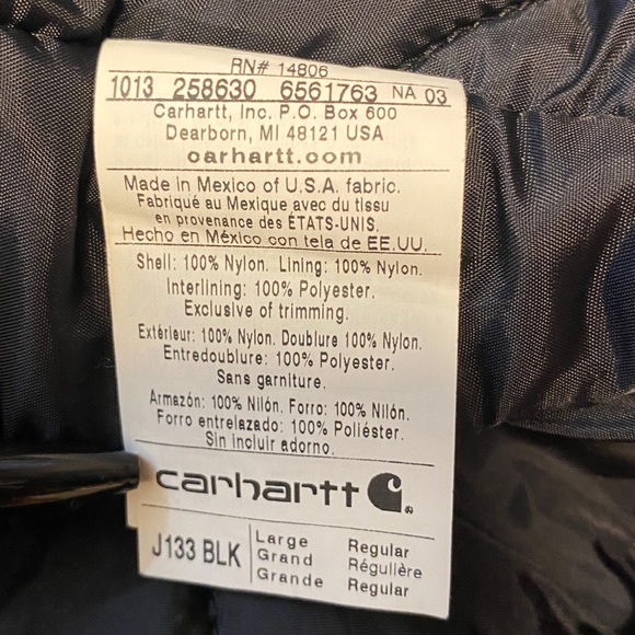 Carhartt Extremes J133 Men’s Insulated Jacket Black Size Large Firm on Price - Picture 8 of 9